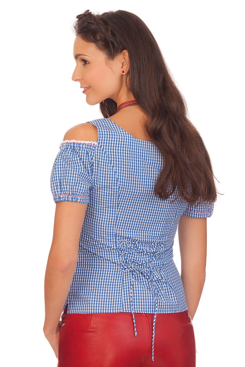 Spieth & Wensky Trachtenbluse Trachtenbluse - DALLAS - blau, beere – Bild 3 von 4