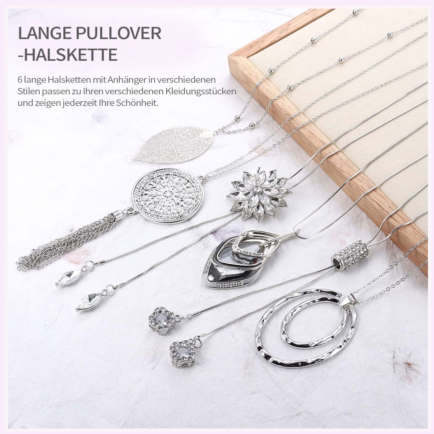 Refttenw Lange Kette 6Stk Halskette Glänzende Pullover Kette Verstellbare M günstig online kaufen