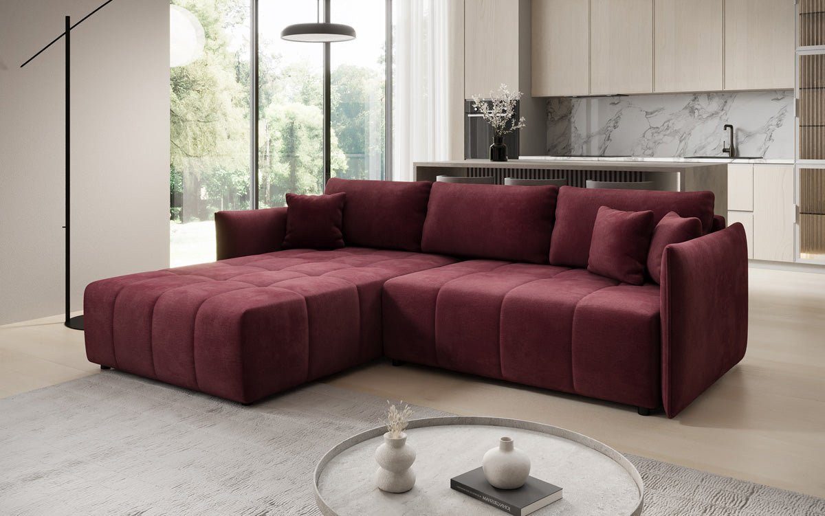 Luxusbetten24 Schlafsofa Designer Sofa Velaro L in Samt, mit Stauraum und Schlaffunktion