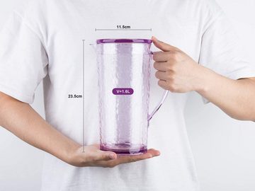 Ulinek Wasserkaraffe Wasserkanne 1.6L + 4 Tasse mit Filter, BPA-frei violet
