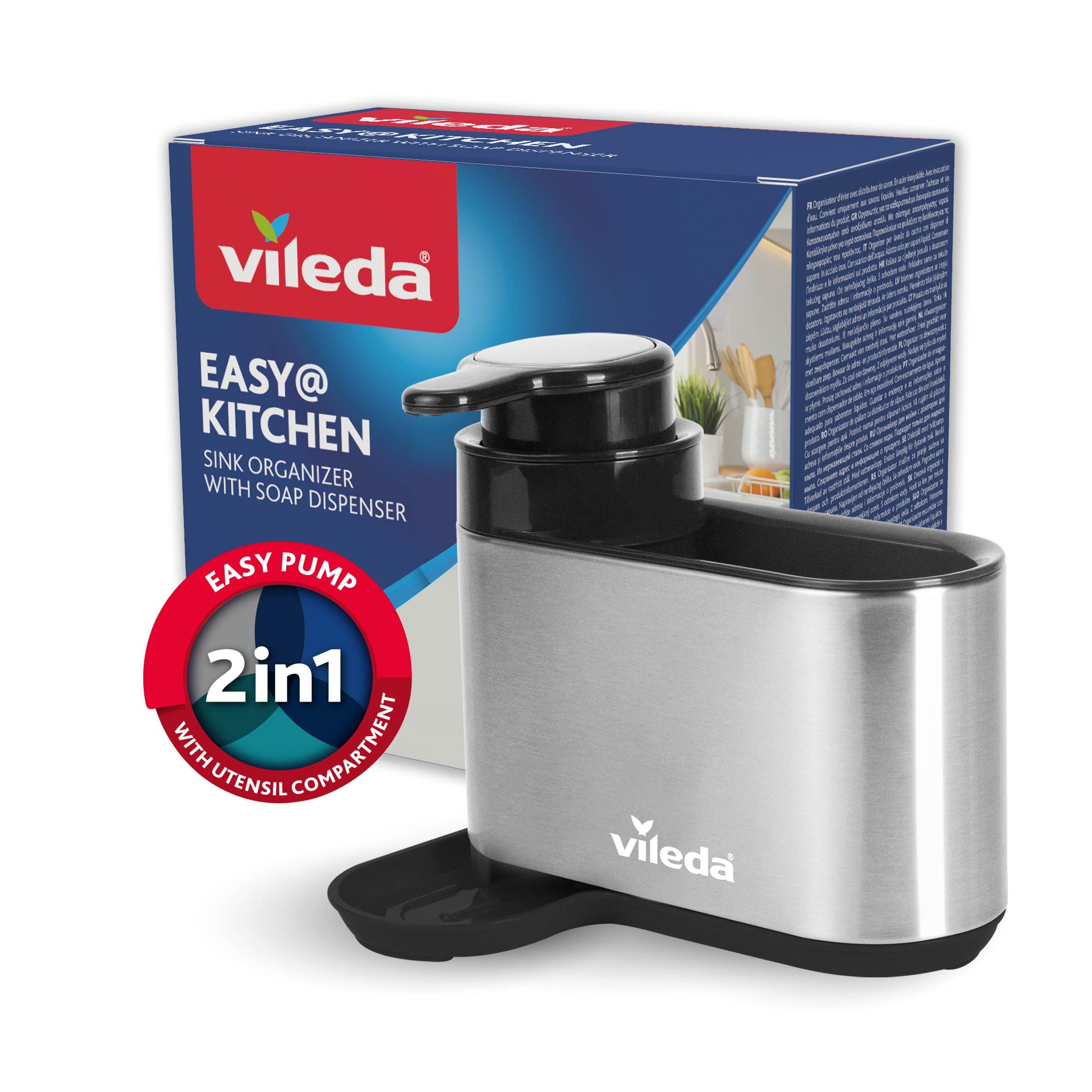 Vileda Küchenorganizer-Set Spülbeckenorganizer mit Seifenspender Edelstahl günstig online kaufen