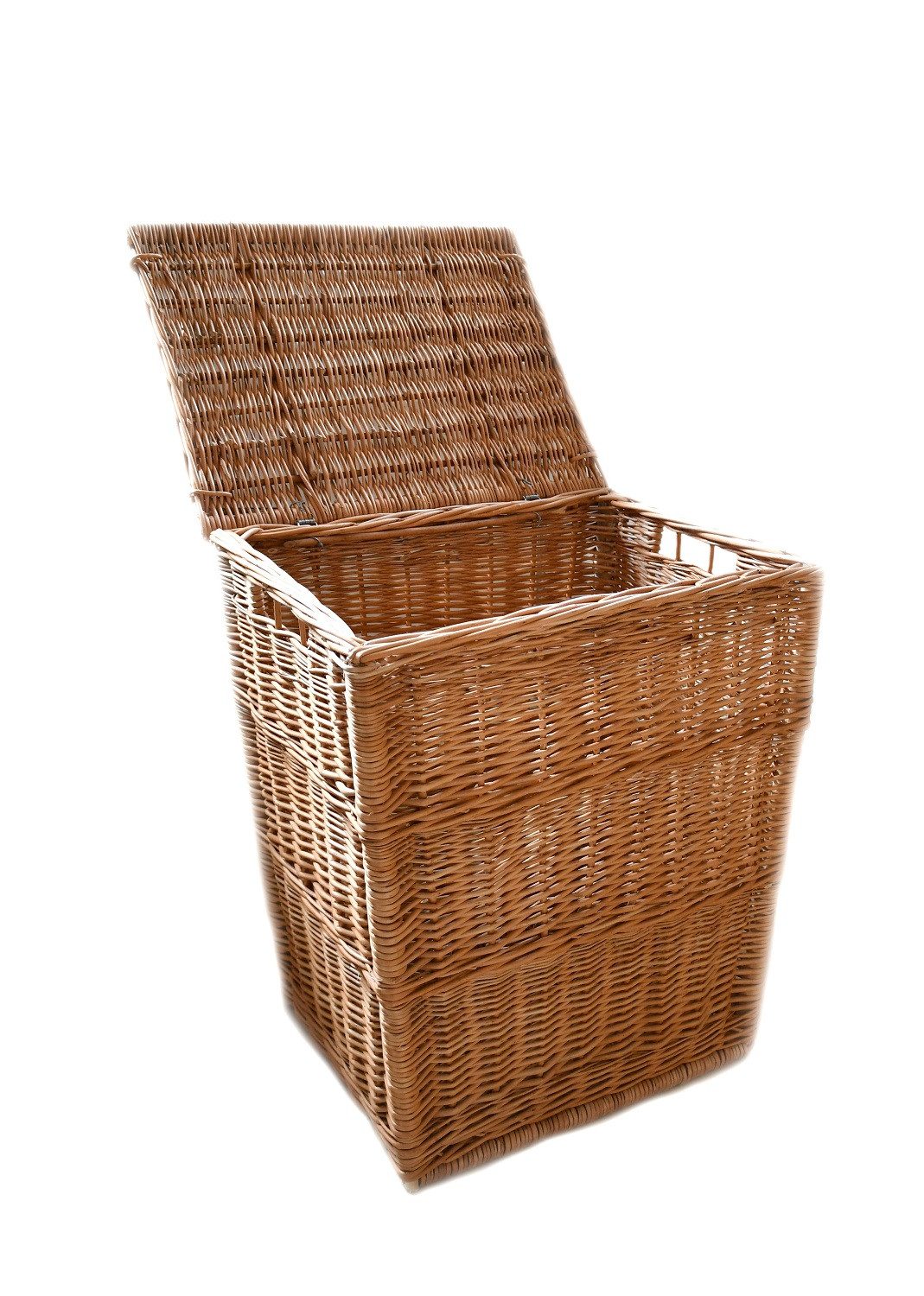 MyBer® Wäschekorb Weidenkorb Wäschekorb Wäschebehälter Handtücherkorb Korb groß (1 St., mit Deckel K4-212), braun Breite Oben 48 Höhe 56 Tiefe 37cm K4-212