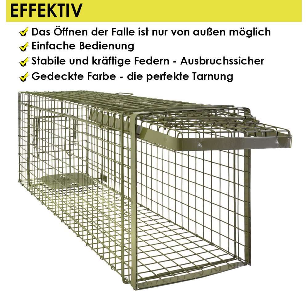 Thumbnail - Petigi Lebendfalle Tierfalle Lebendfalle Grün Marderfalle Drahtfalle 120 x 34 x 42 cm