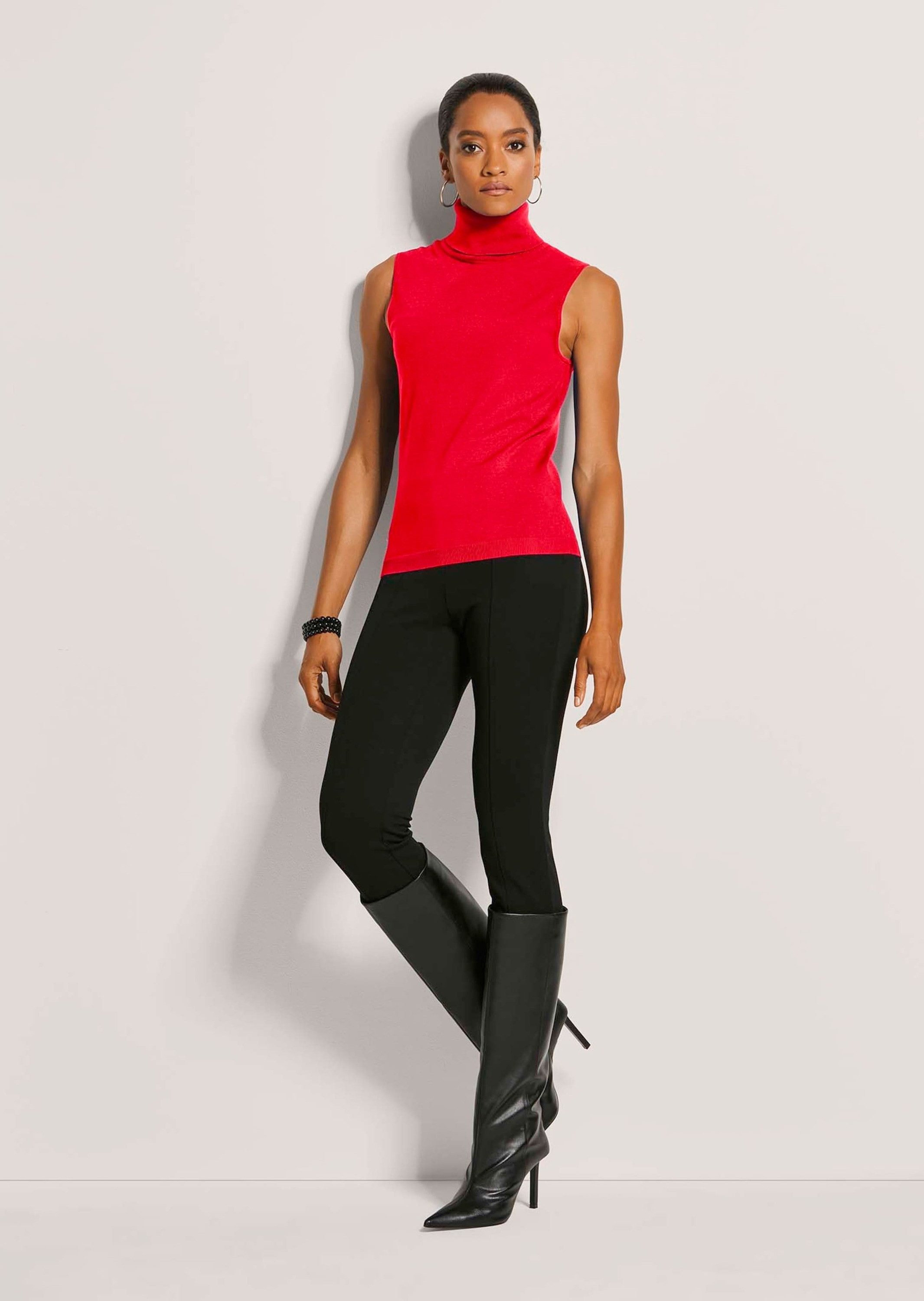 MADELEINE Strickpullover Viskosepullover ohne Ärmel Pullunder mit Rollkrage günstig online kaufen