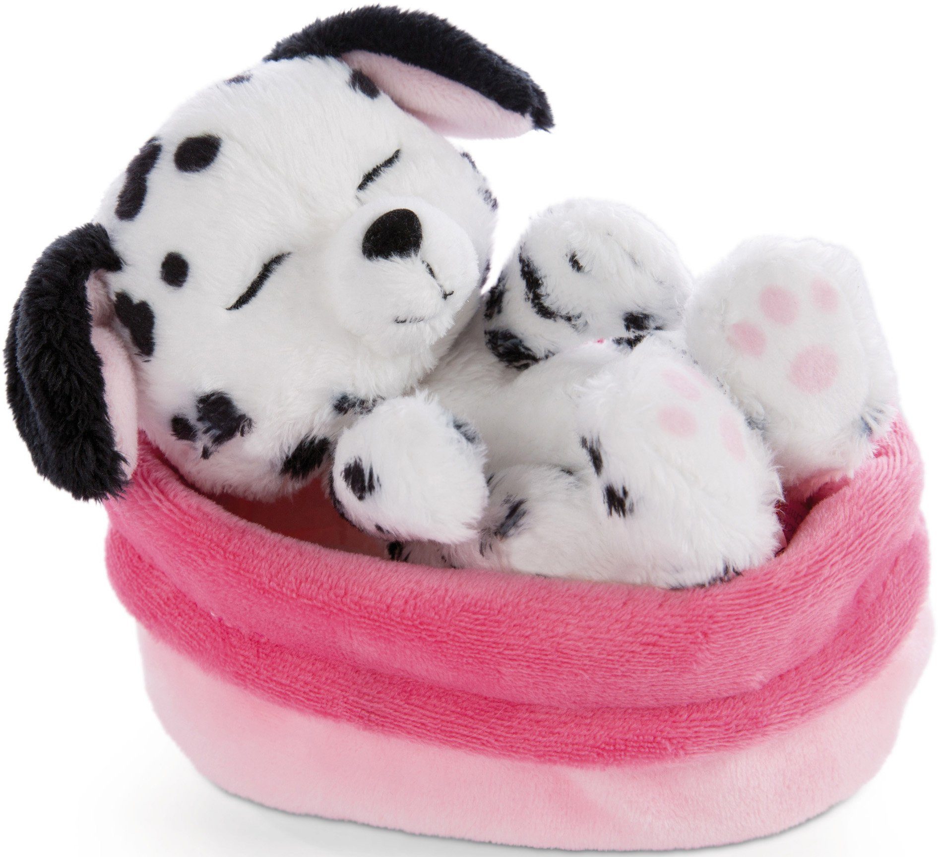 Nici Kuscheltier Sleeping Pets, Welpe Dalmatiner, 12 cm, im Körbchen