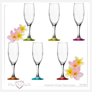 PLATINUX Sektglas Sektgläser bunt 150ml, Glas, (max.190ml) Champagnergläser Prosecco Gläser Sektflöten Sektkelche