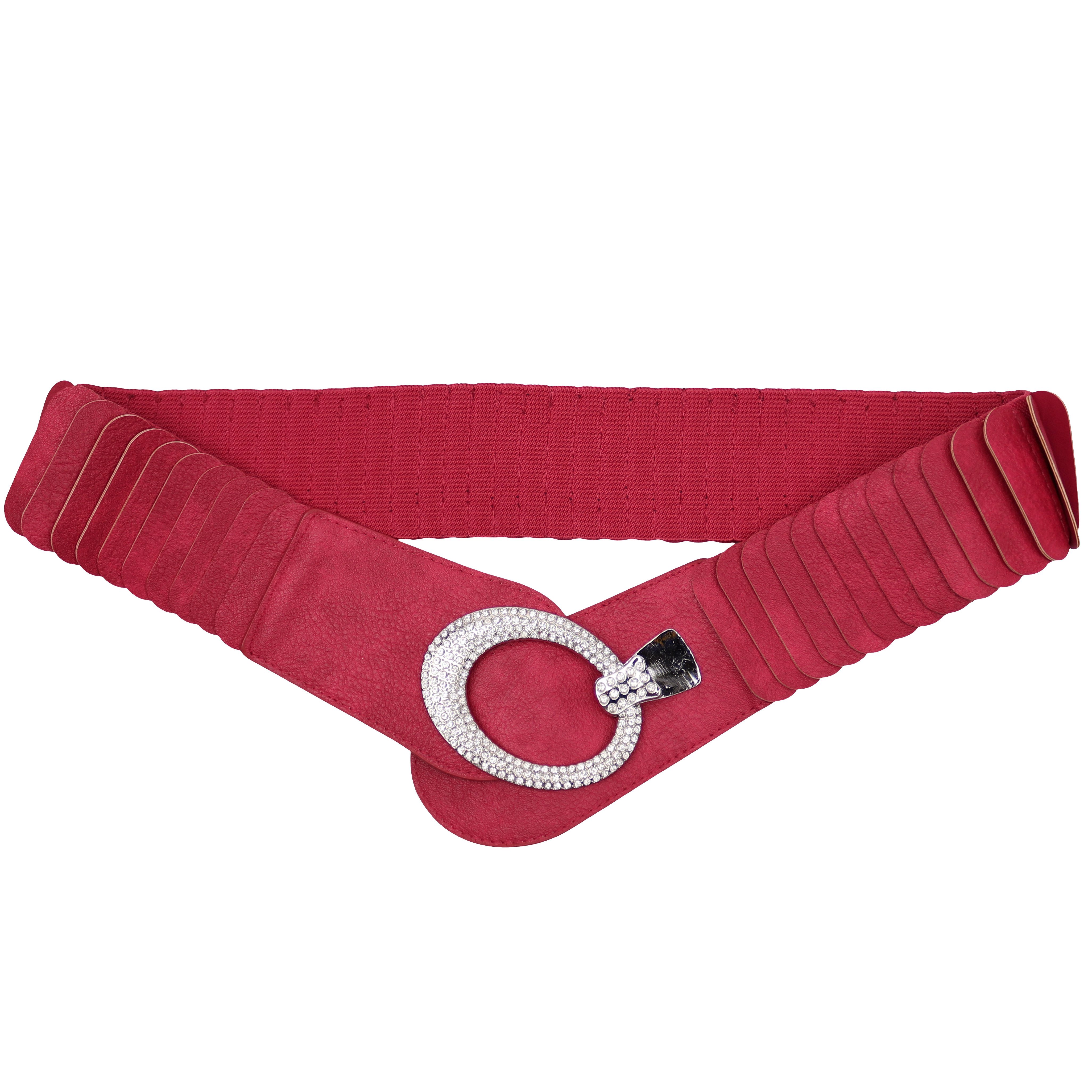 MIRROSI Taillengürtel breit 6cm für Taillenumfang 85 bis 110cm,mit Strass ONESIZE (Unifarben, Angenehmes Tragesgefühl) Breiter Stretch Gürtel