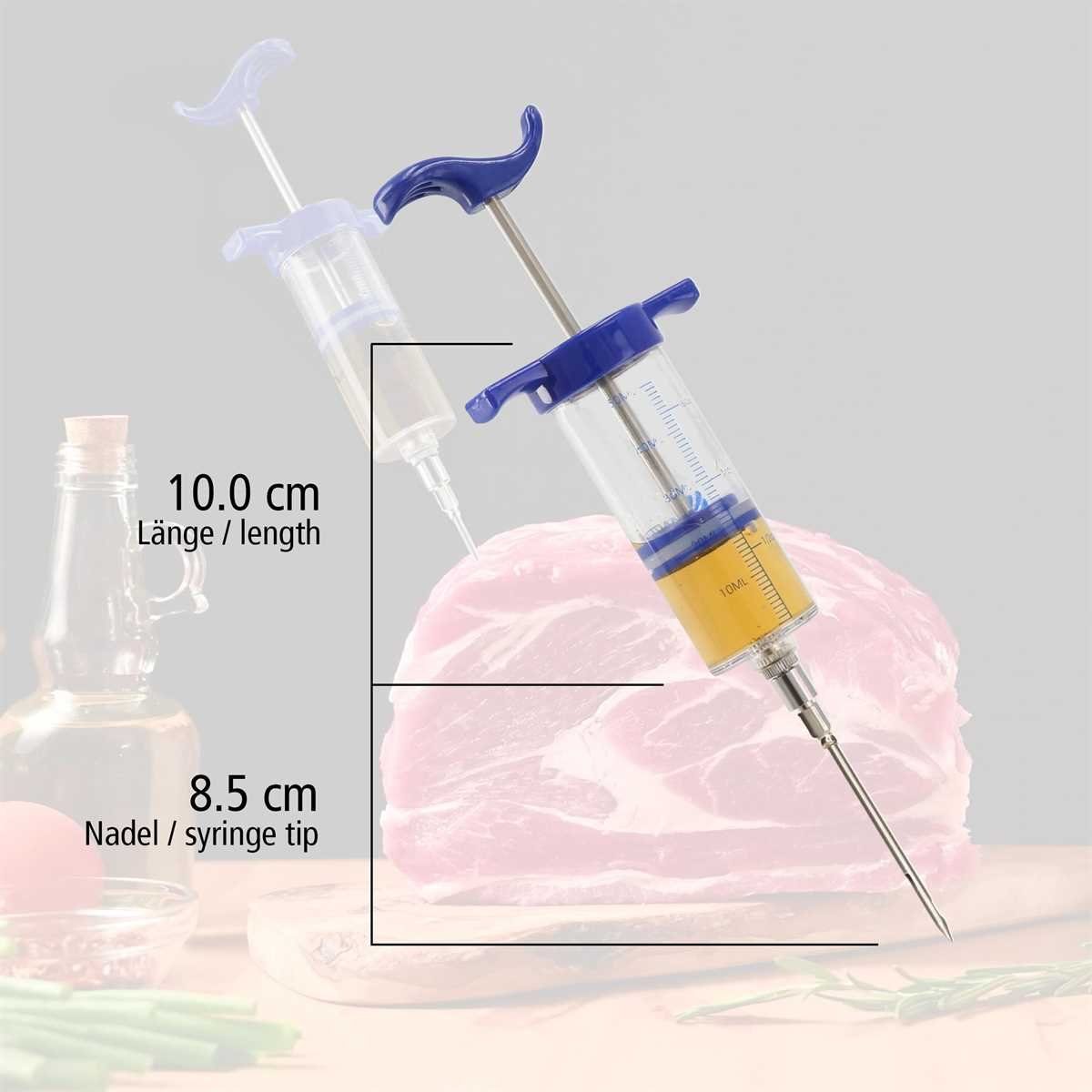 Lantelme Marinierspritze Edelstahl 50ml Grill Fleisch Marinaden Gewürz Spritze Bratenspritze, abnehmbare Nadel aus Edelstahl, Gehäuse zum leichten reinigen