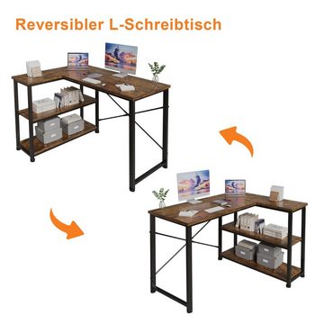 HOMALL Computertisch Eckschreibtisch Reversibel L Förmiger Schreibtisch mit Regal