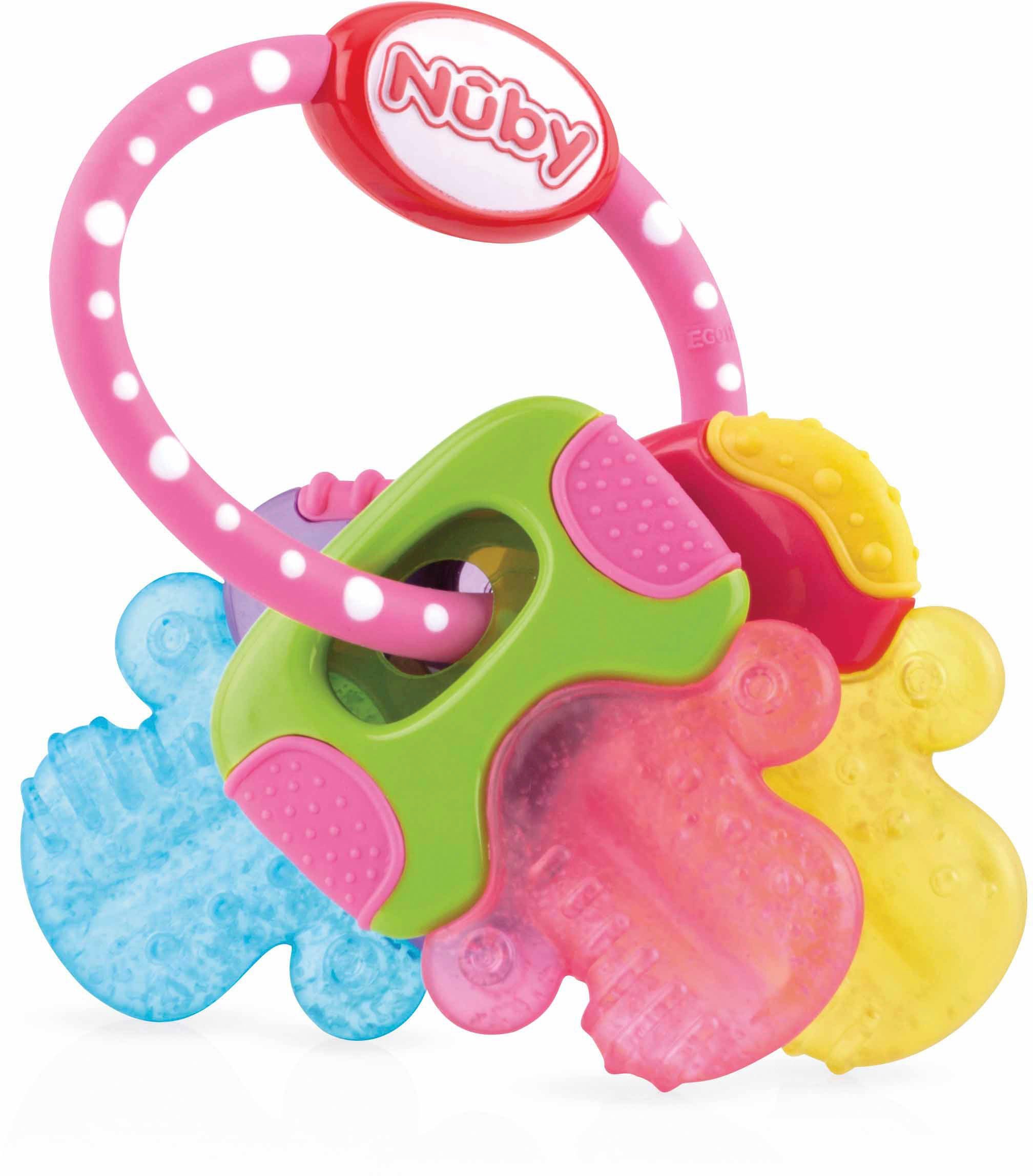 Nuby Beißring Schlüssel, pink, mit Kühlung