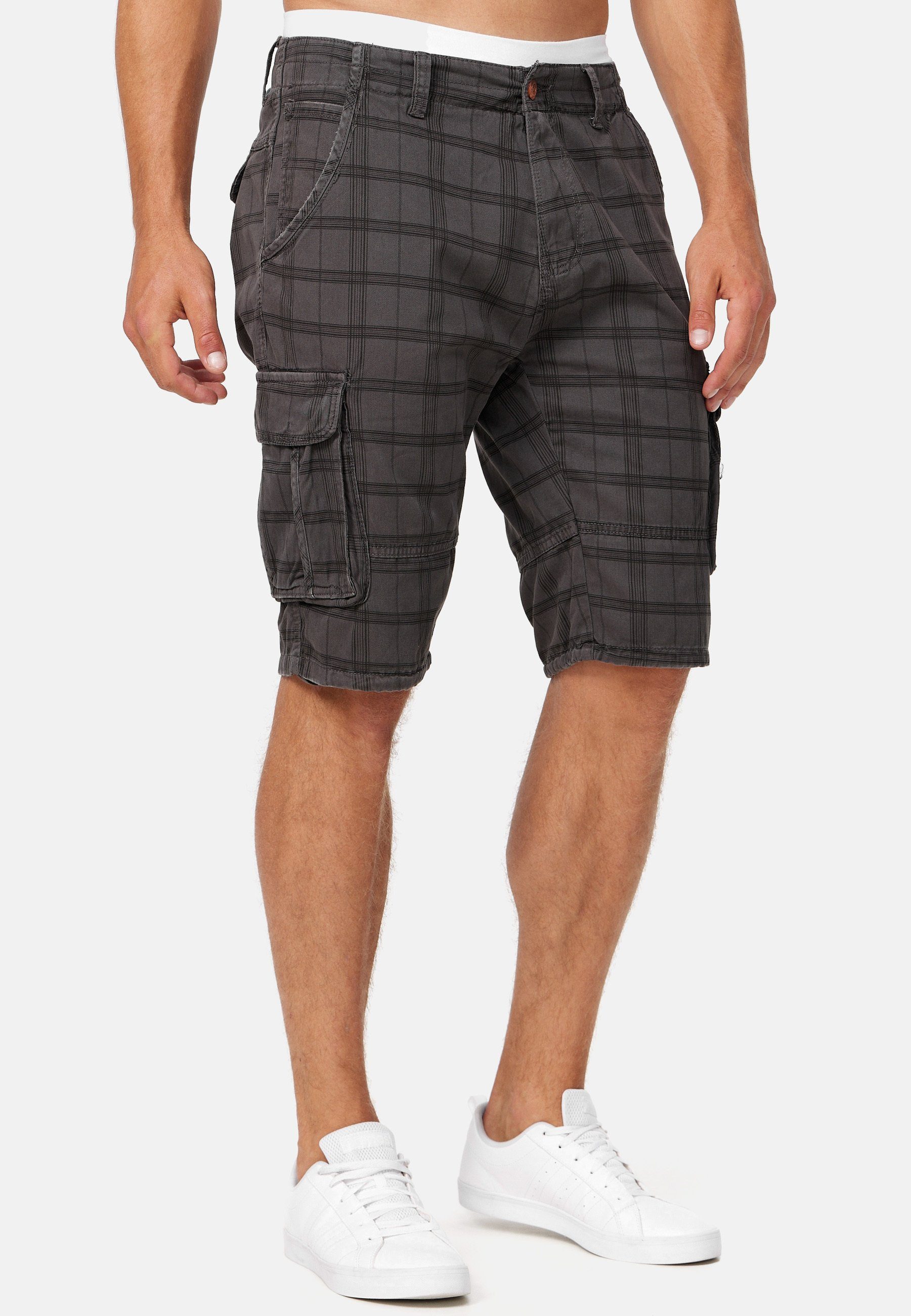 Indicode Cargoshorts Herren Monroe Cargo Cargo Shorts Herrenshorts mit 6 Taschen inkl. Gürtel