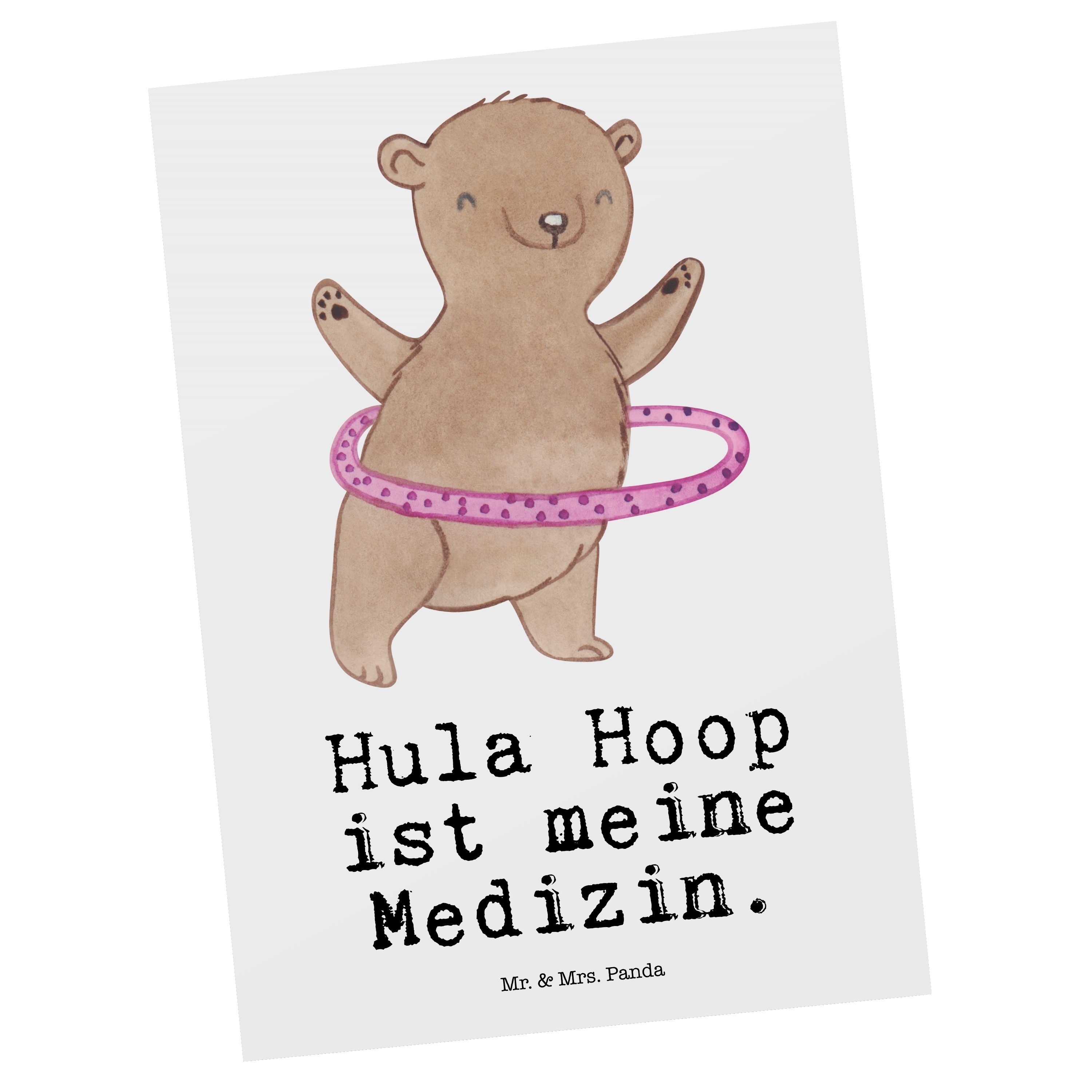 Mr. & Mrs. Panda Postkarte Bär Hula Hoop Medizin - Weiß - Geschenk, Fitness, Training, Geschenkk | Grußkarten