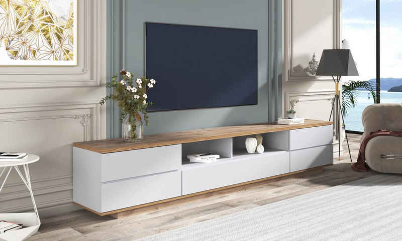 LBF TV-Schrank »Lowboard« Fernsehtisch,TV Schrank,Moderner Colorblocking,mit 5 Türen,Hochglanz-Oberfläche,Breite 180 cm