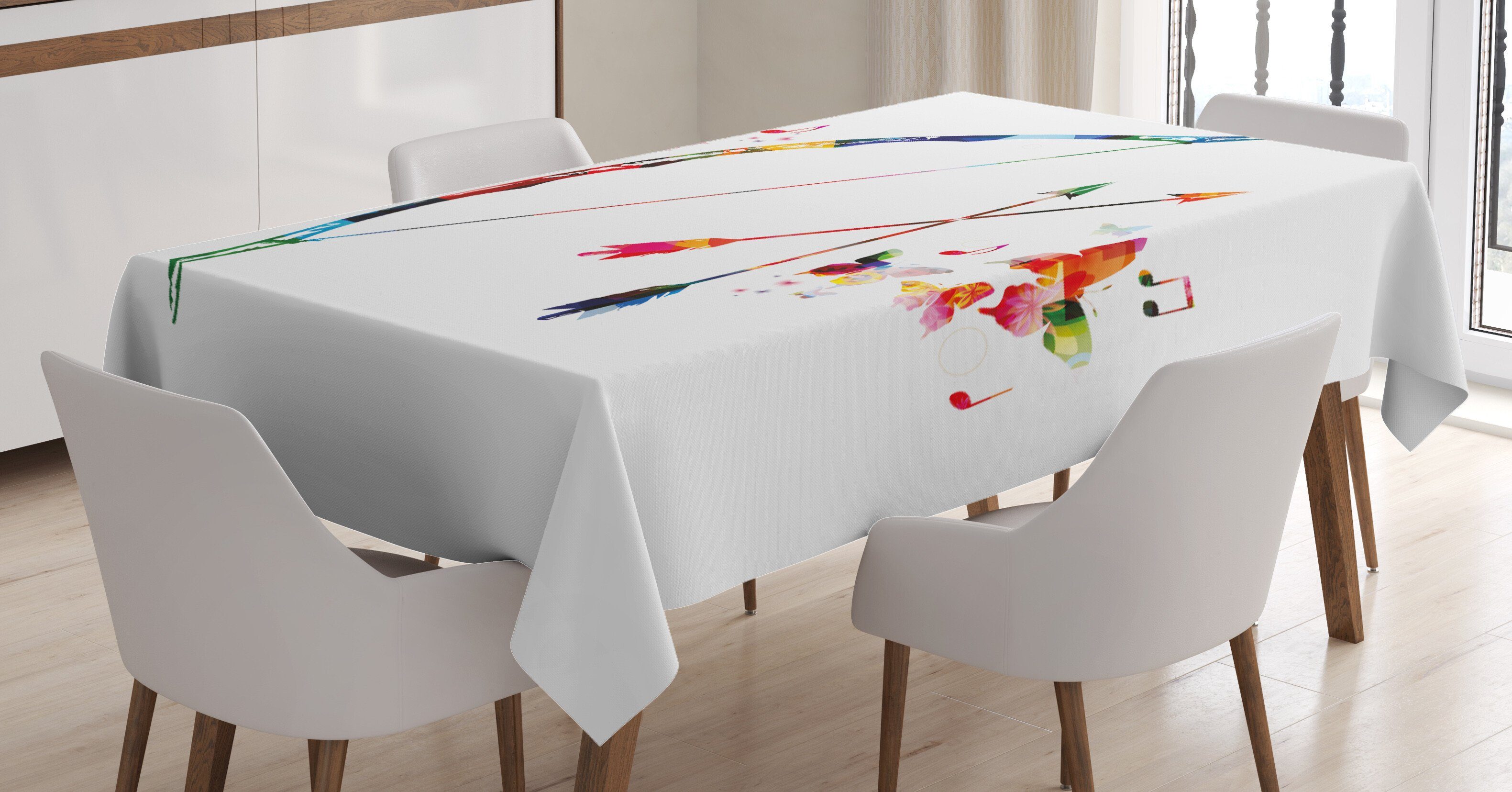 Abakuhaus Tischdecke Farbfest Waschbar Für den Außen Bereich geeignet Klare Farben, Modern Abstrakt Pfeil und Bogen