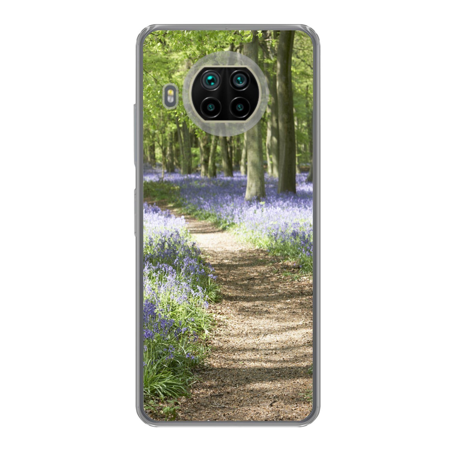 MuchoWow Handyhülle für Xiaomi Mi 10T Lite 5G Wald - Weg - Blumen - Lila - Grün - Natur, Phone Case, Silikon, Schutzhülle Dünn