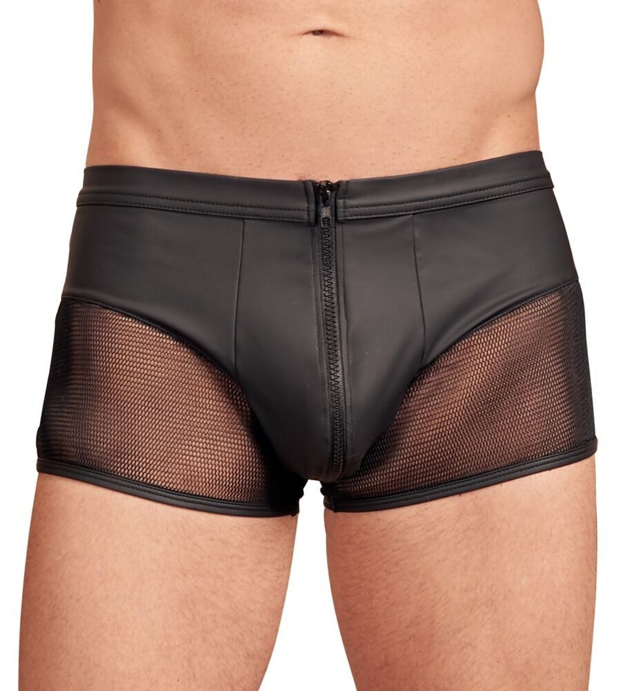 NEK Boxershorts Boxershorts mit Netz-Einsätzen und Reißverschluss - schwarz (1-St) Mit Reißverschluss zum Öffnen