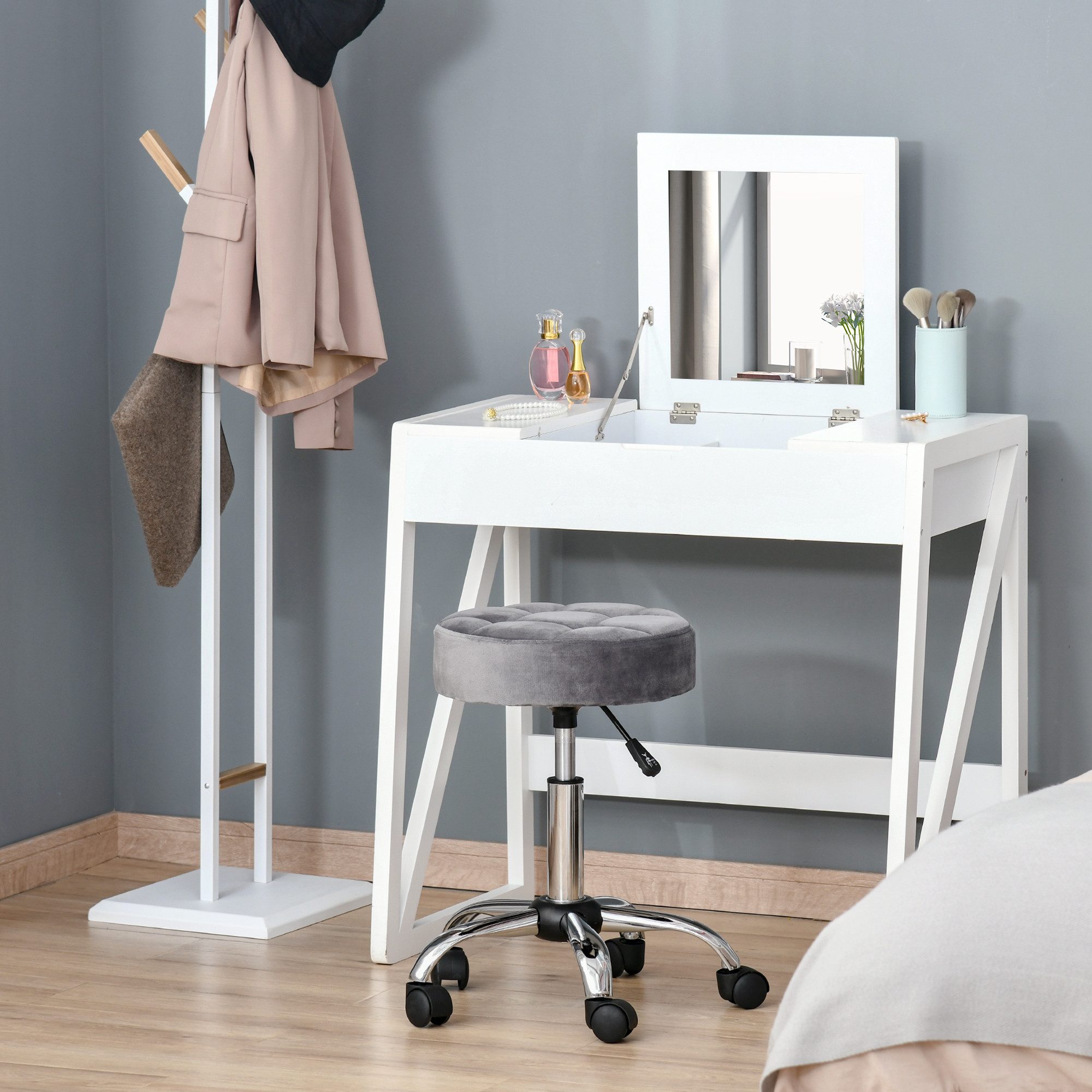 HOMCOM Rollsitz höhenverstellbarer Salonstuhl mit Rädern günstig online kaufen
