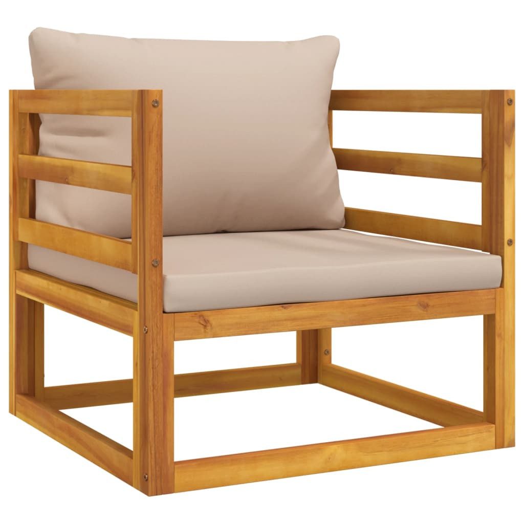 vidaXL Gartensessel, Outdoor Sessel mit Kissen Taupe Massivholz Akazie