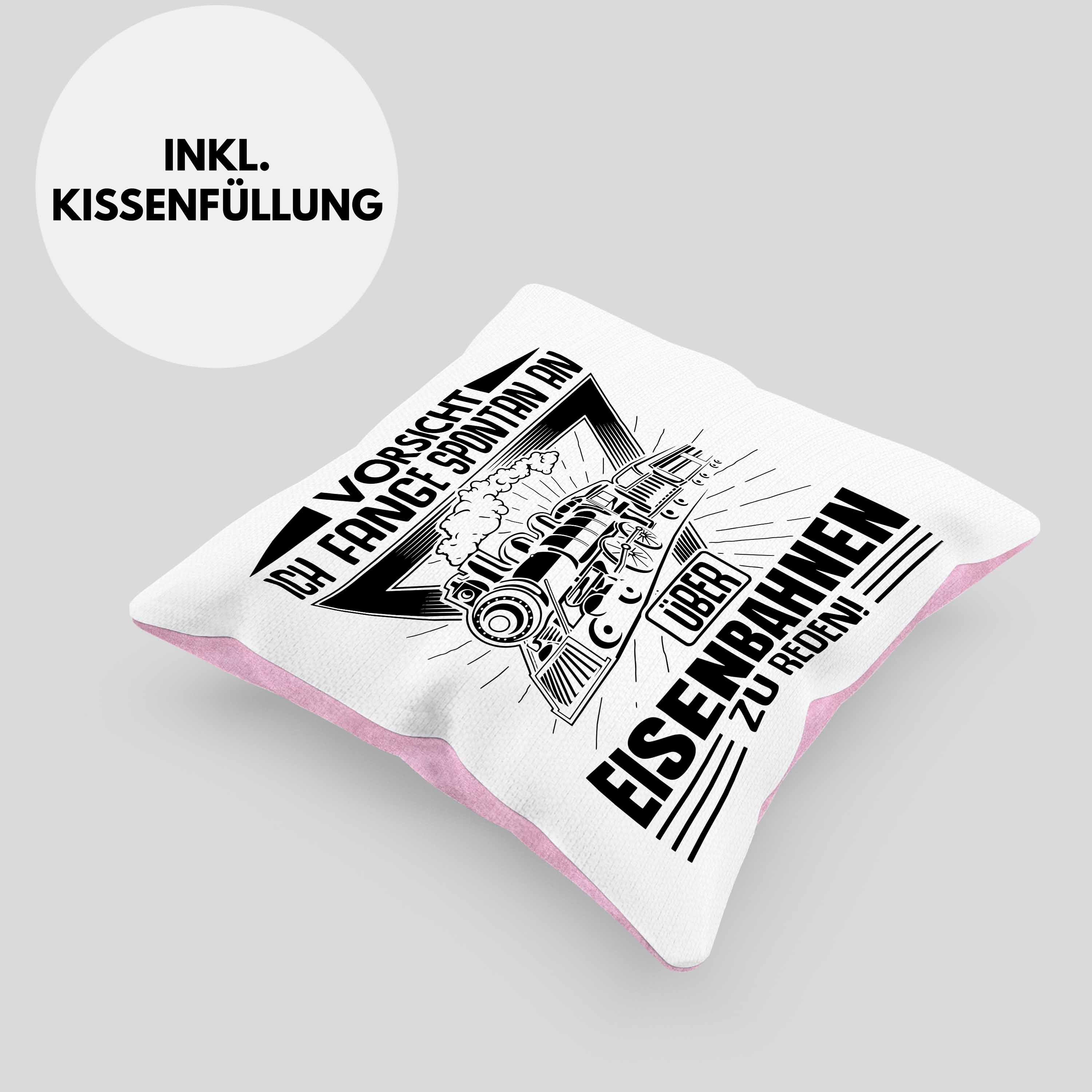 Eisenbahn Modelleisenbahn 40x40 Geschenkidee Kissen mit Eisenbahn Spontan Lokführer Rosa Füllung Zu Geschenk Fange Trendation Eisenbahner An Dekokissen Über Reden Lokomotive Spruch Dekokissen - Trendation