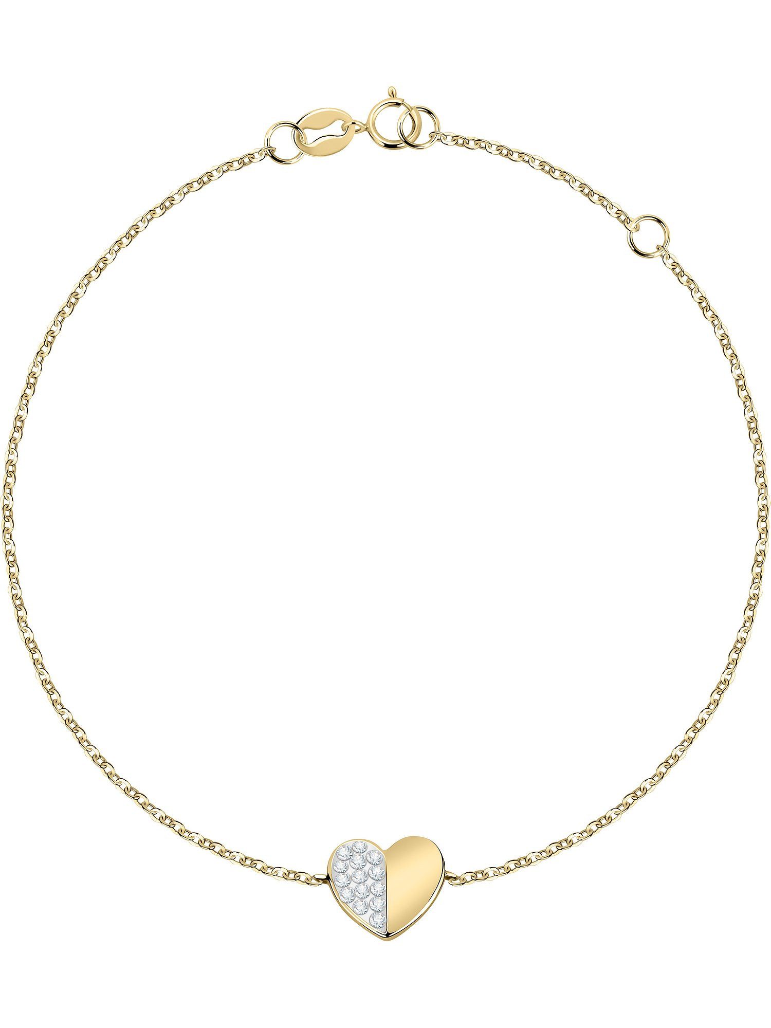 FAVS Silberarmband FAVS Damen-Armband 375er Gelbgold 11 Kristall Herz