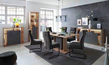 MCA furniture Vitrine Lizzano Wohnzimmerschrank mit 3-D Rückwand, wahlweise mit Beleuchtung