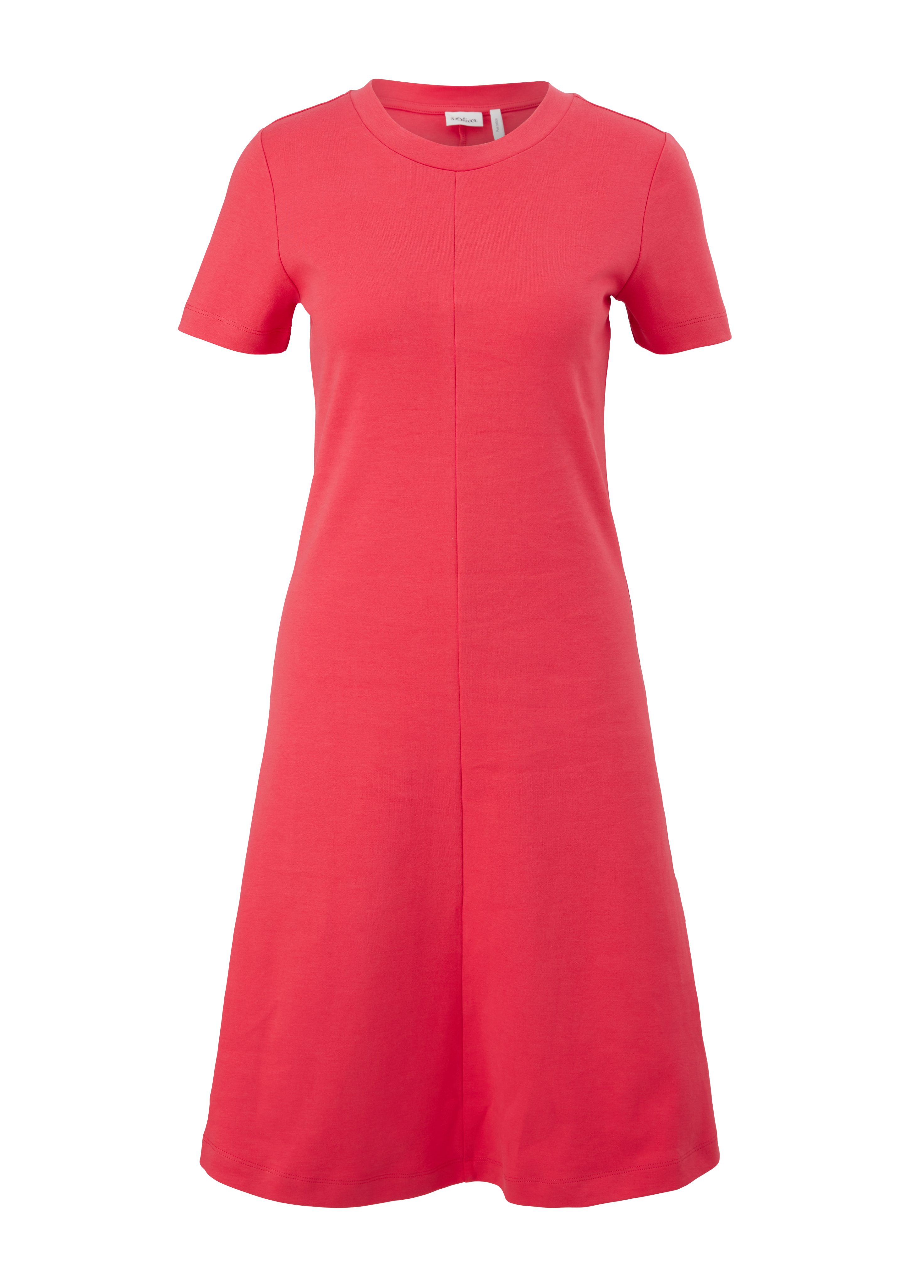 pink Kleid Ziernaht, aus Minikleid s.Oliver LABEL Jersey Label-Patch BLACK