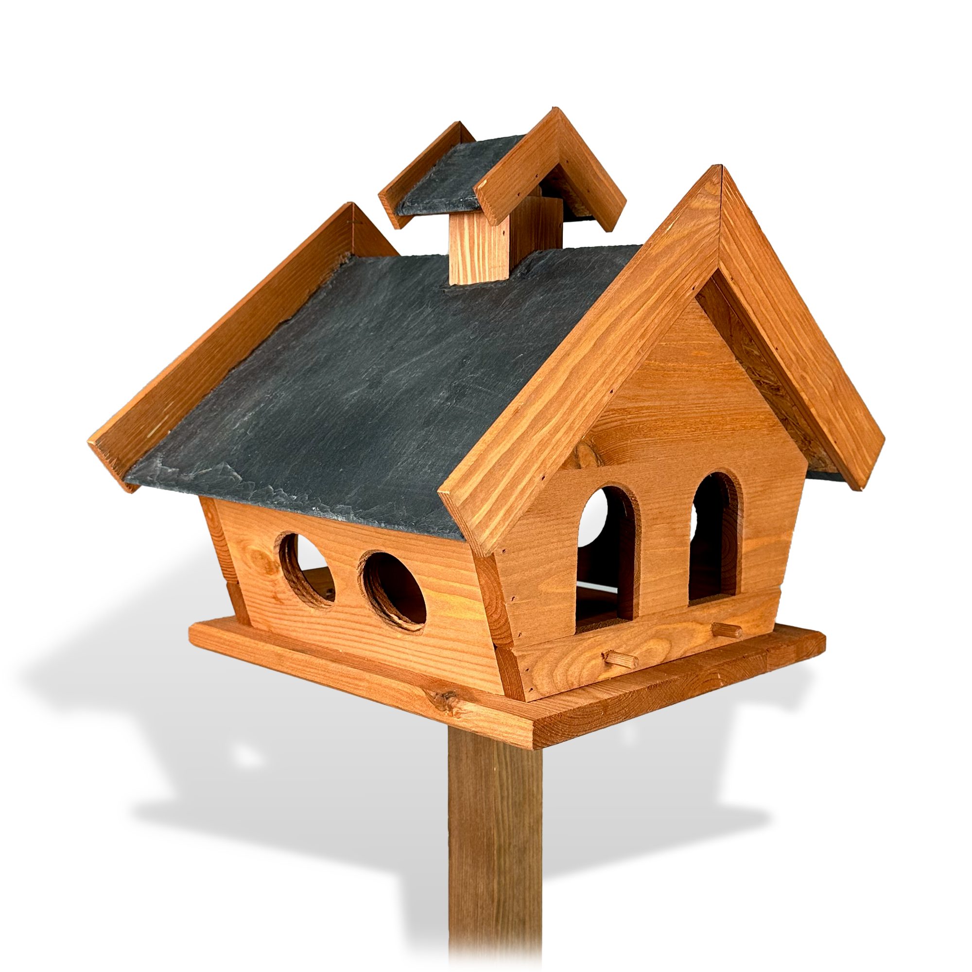 Vogelhaus Vogelfutterhaus mit Schieferdach und 2in1 Ständer