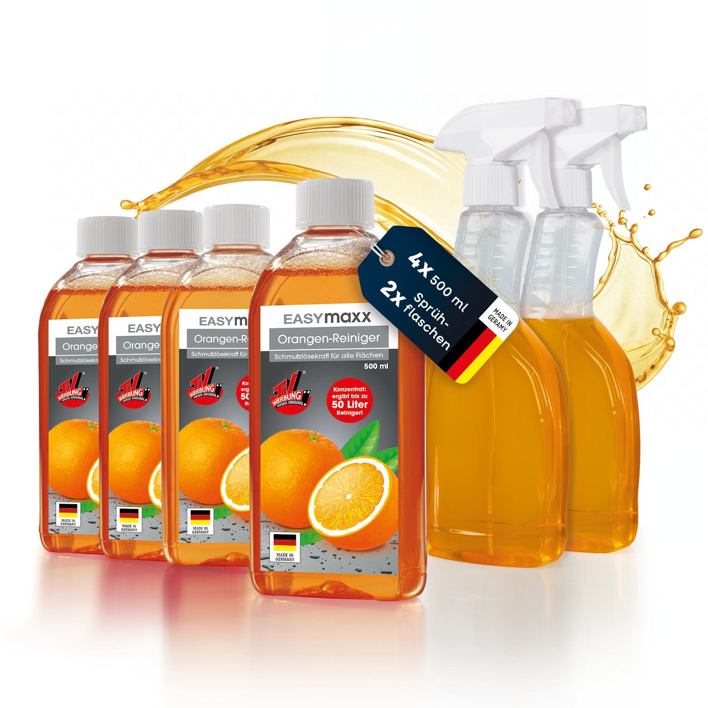 EASYmaxx EASYmaxx Reinigungsmittel Orangenreiniger 2x 500ml inkl. Sprühflasche Reinigungskonzentrat