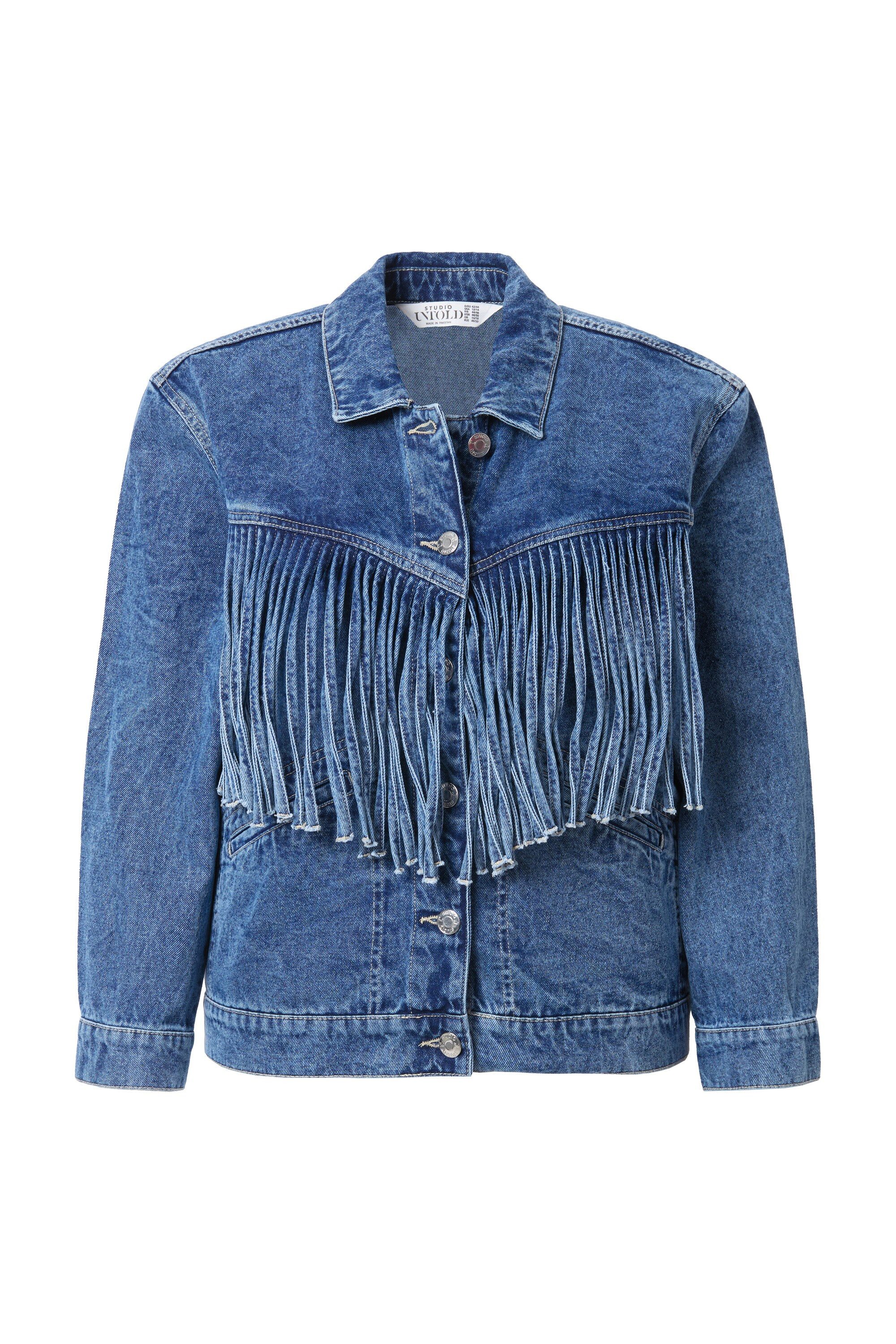 Studio Untold Sommerjacke Jeansjacke Boxy Shape Fransen günstig online kaufen