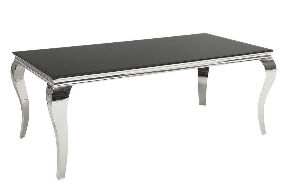 riess-ambiente Esstisch MODERN BAROCK 200cm schwarz / silber (1-St), Esszimmer · Opalglas · Edelstahl · eckig