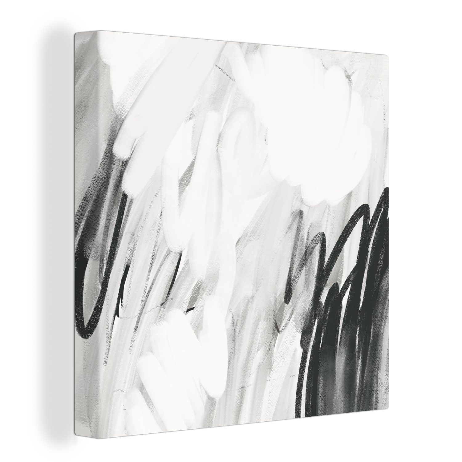 für Leinwandbild - OneMillionCanvasses® St), - Grau, (1 Kunst Schlafzimmer Wohnzimmer Abstrakt Leinwand Bilder