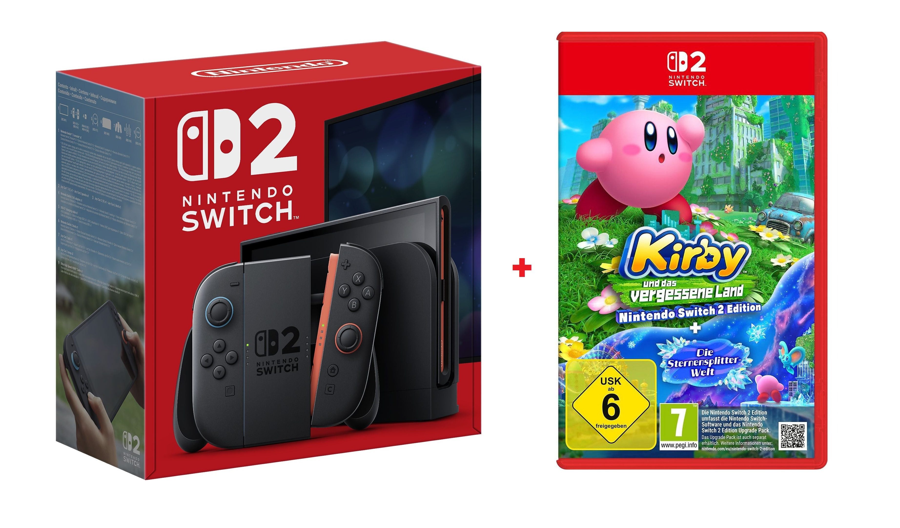 Nintendo Switch 2 Switch 2 Konsole + Kirby und das vergessene Land (Bundle), Hybrid-System, Koop-Modus, HD