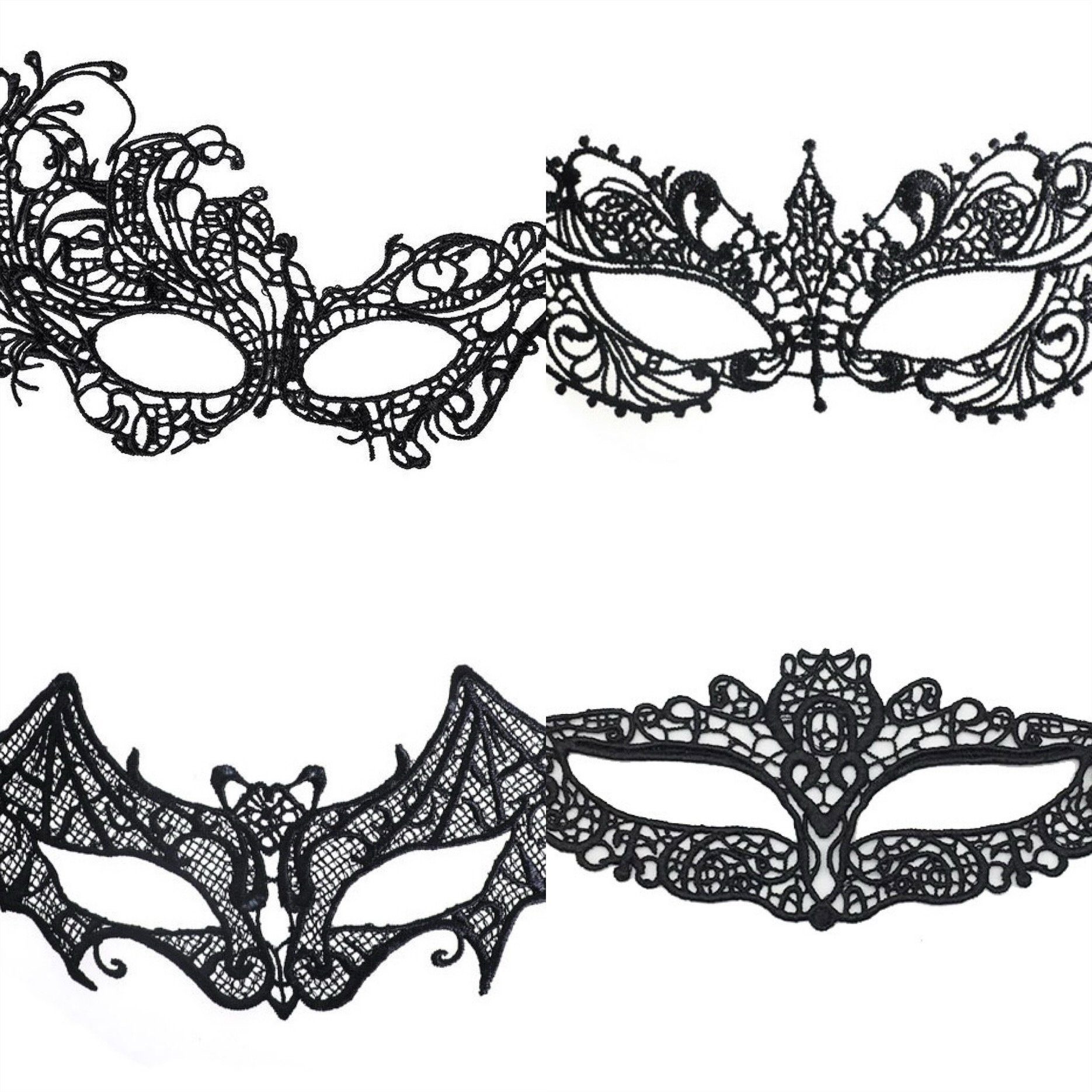 PRECORN Verkleidungsmaske Venezianische Spitzenmasken Schwarze Augenmasken Karneval Halloween