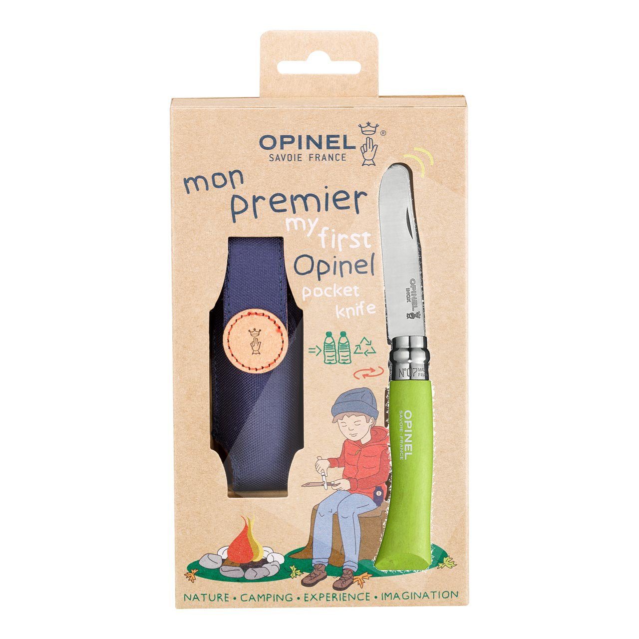 Opinel Taschenmesser Opinel No 7, Kindermesser, rostfrei, Buchenholz, Etui