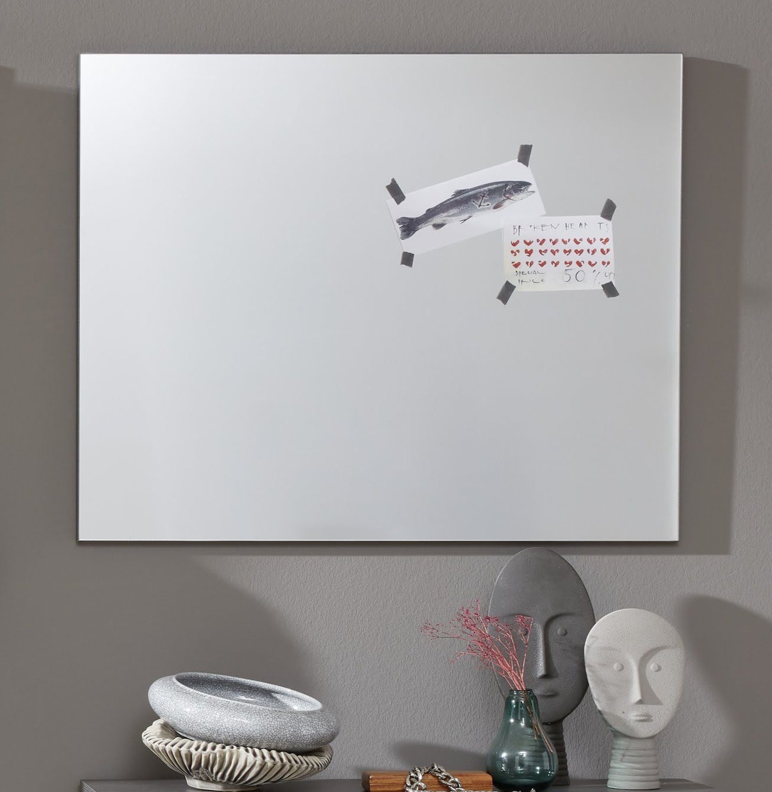 (Wandspiegel Rauchsilber, grau 70 mit 80 großer Garderobenspiegel in Spiegelfläche x Line cm), trendteam
