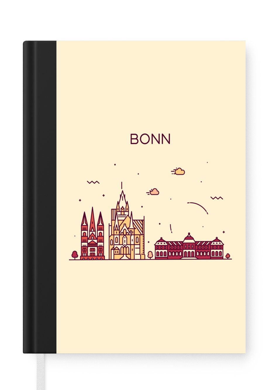 MuchoWow Notizbuch Bonn - Deutschland - Skyline, Journal, Merkzettel, Tagebuch, Notizheft, A5, 98 Seiten, Haushaltsbuch