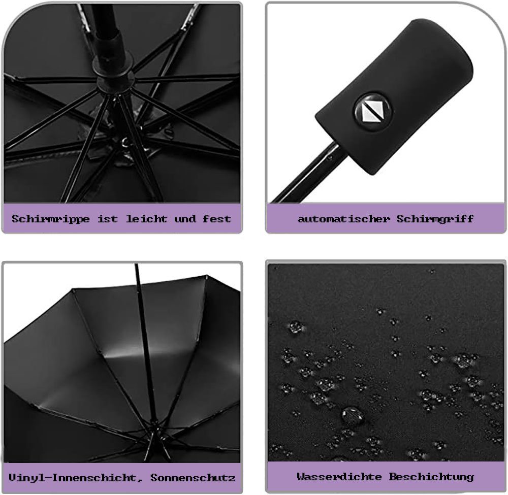 Öffnen für Reiseschirm Schließen Taschenregenschirm automatisches Schwarz zggzerg und