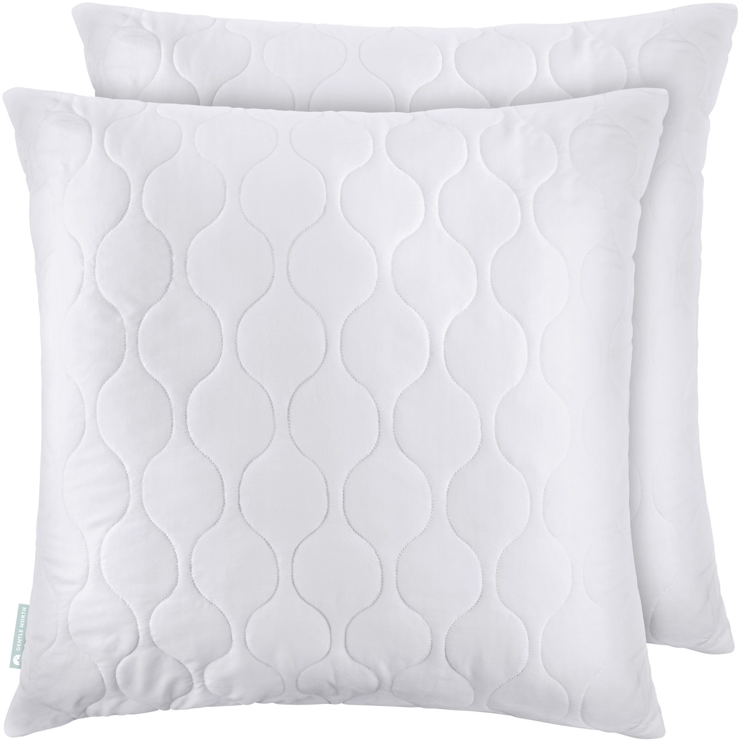 Gentle North Microfaserkissen Kopfkissen- 2er Set Kissen für Bett und als Dekokissen, Füllung: 100% Polyester, Seitenschläfer, Seitschläfer, Rückenschläfer, Bauchschläfer, Reißverschluss für Füllung - waschbar - allergikerfreundlich