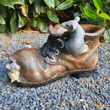 Aspinaworld Gartenfigur Pflanzschuh zum bepflanzen mit Maus im Schuh 13 cm