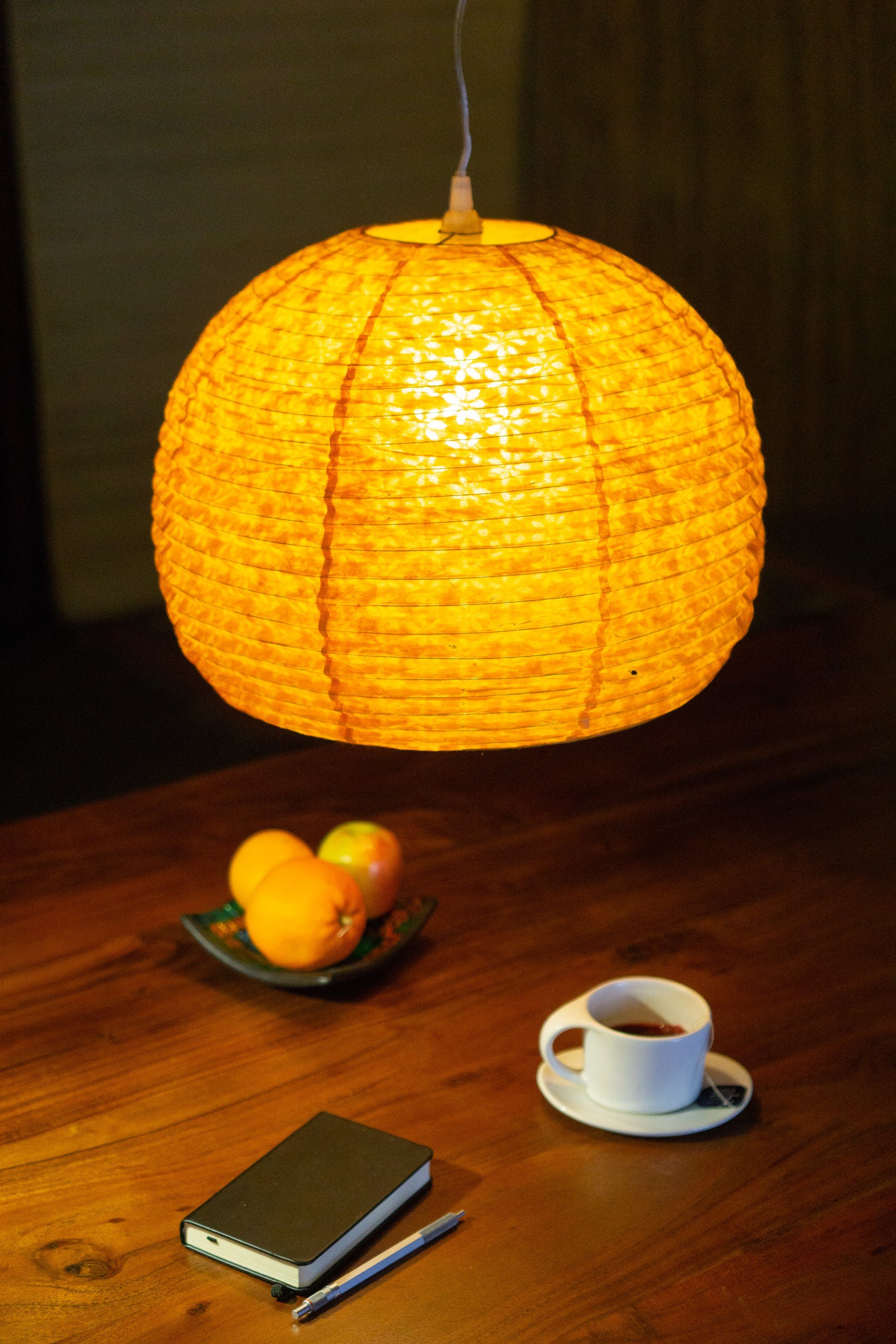 orange Deckenleuchten Leuchtmittel inklusive Boho.., Lokta nicht Guru-Shop Papierlampenschirm, Halbrunder