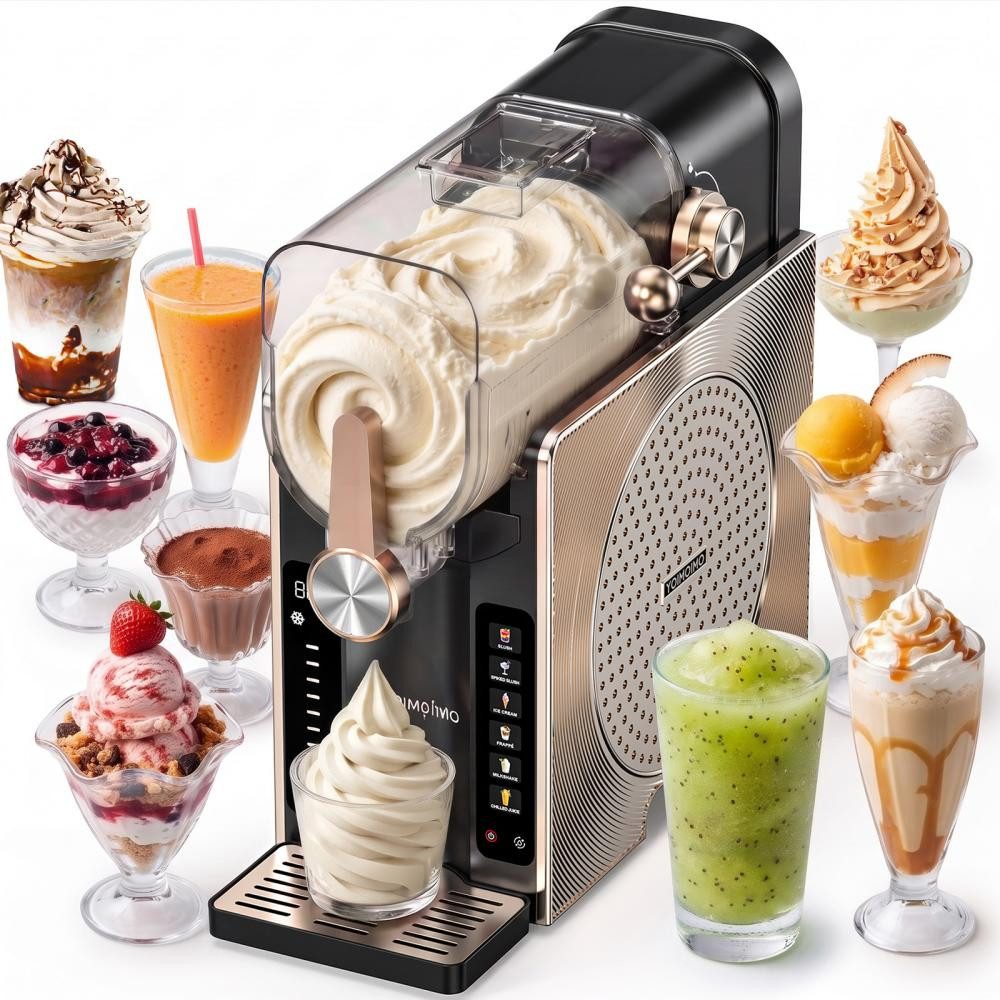 Yoimoimo Slush-Eismaschine 2408F, Slush Ice Maker, kein Eis nötig, Eis-Cocktail Frappé Milchshake