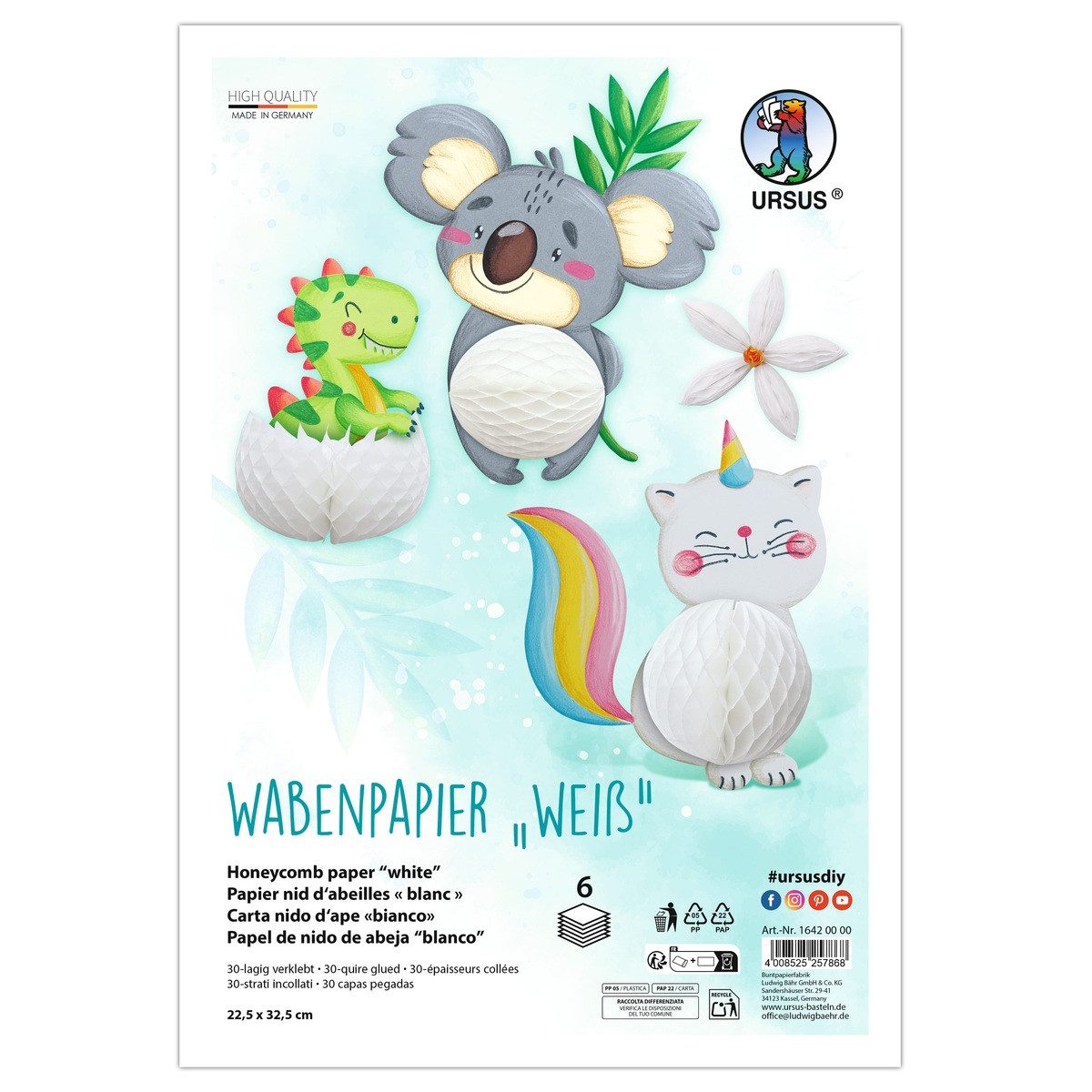 Ursus - Ludwig Bähr Bastelkartonpapier URSUS Wabenpapier weiß