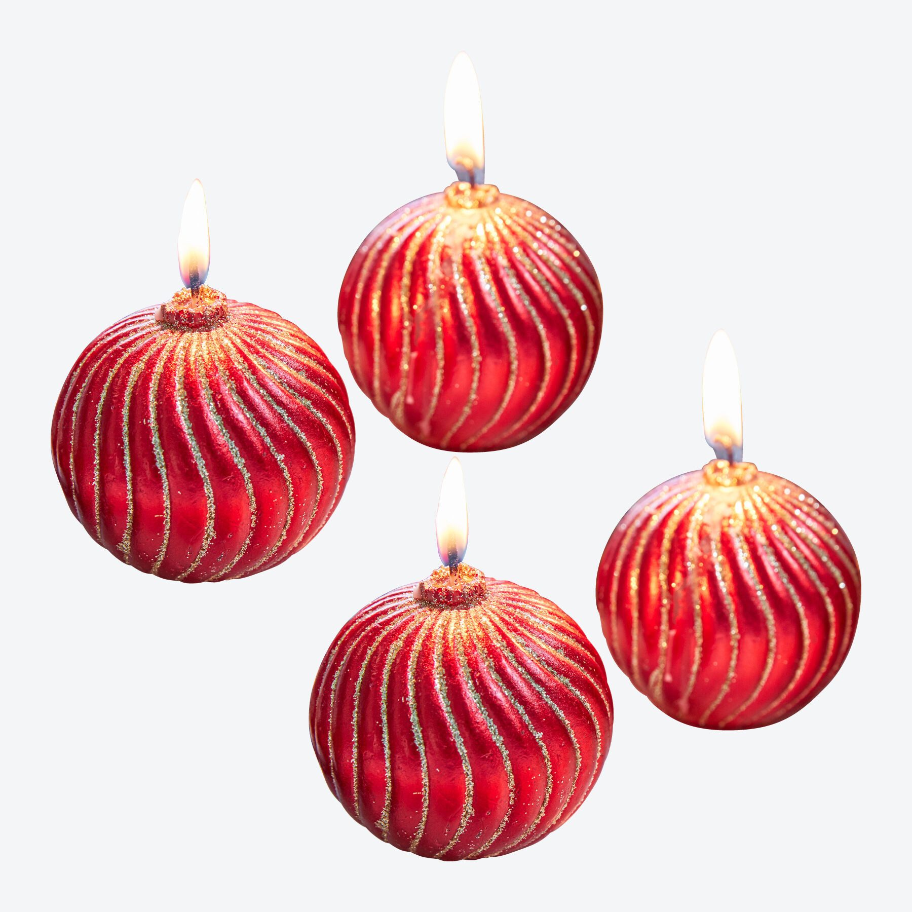 Hagen Grote Adventskerze Festlich glitzernde Christbaumkugel-Kerzen