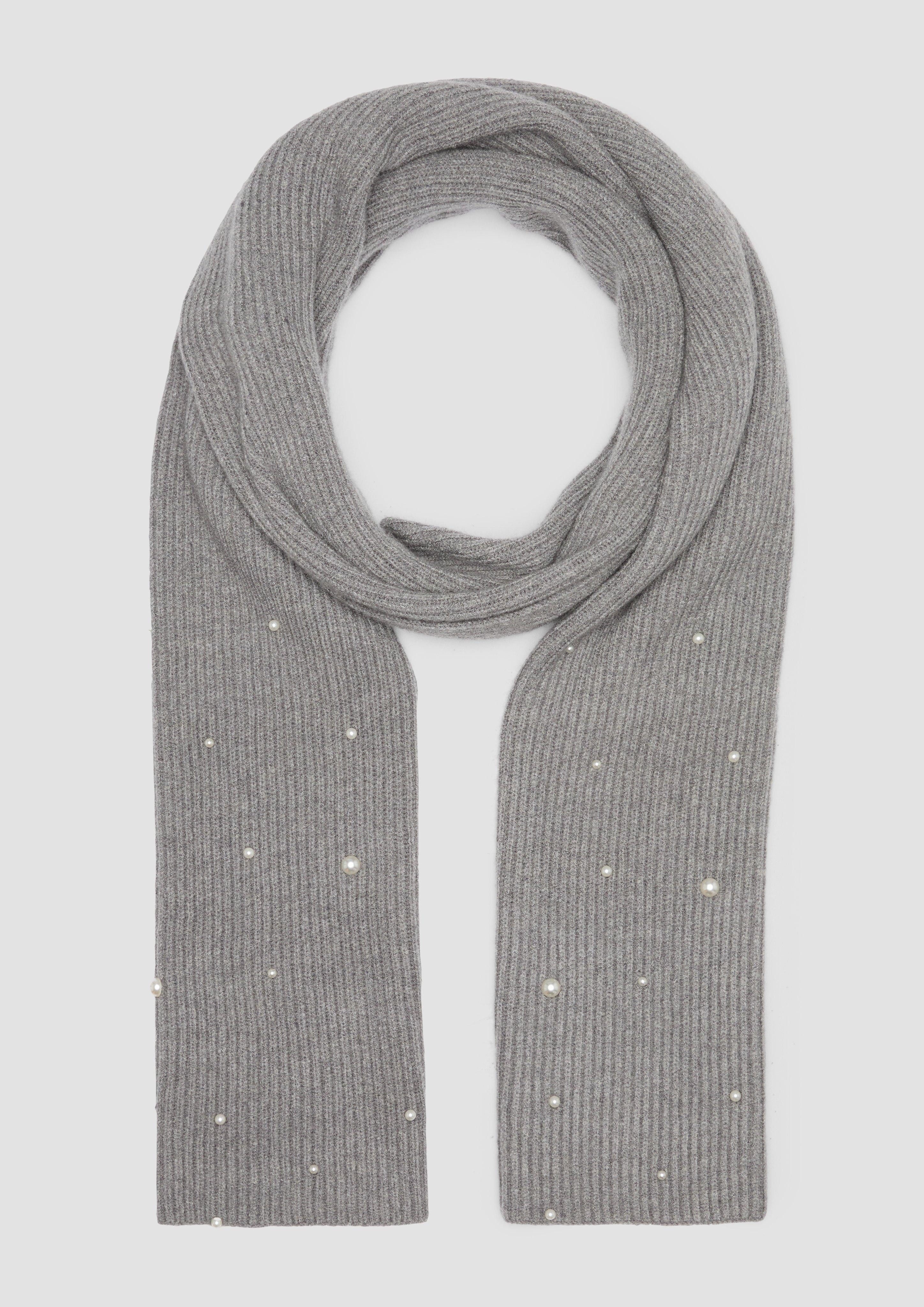 Halstuch Strickschal mit Schmuckperlen