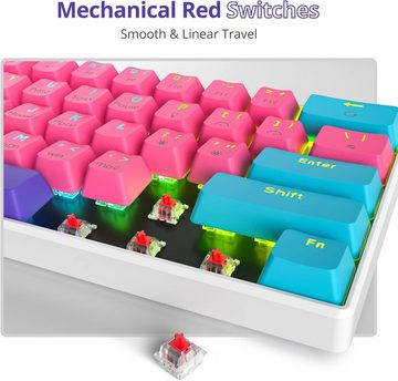 SOLIDEE RGB-Hintergrundbeleuchtung Gaming-Tastatur (Innovative Gaming-Erfahrung,Mini 60 % Layout und Linear Roter Schalter)