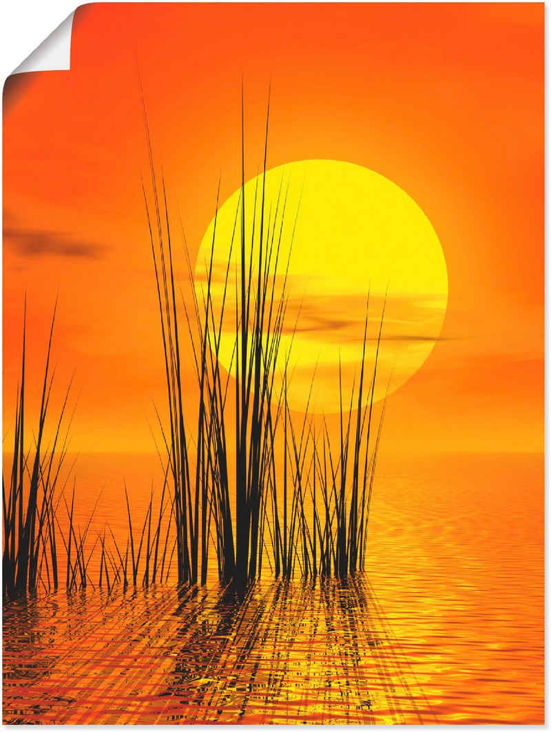 Artland Wandbild Sonnenuntergang mit Schilf, Sonnenaufgang & -untergang (1 St), als Leinwandbild, Wandaufkleber oder Poster in versch. Größen