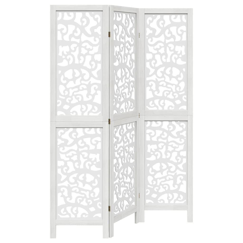 Paravent 40 x 160 cm 3-tlg Raumteiler Paravent Trennwand Spanische Wand Weiß Ma