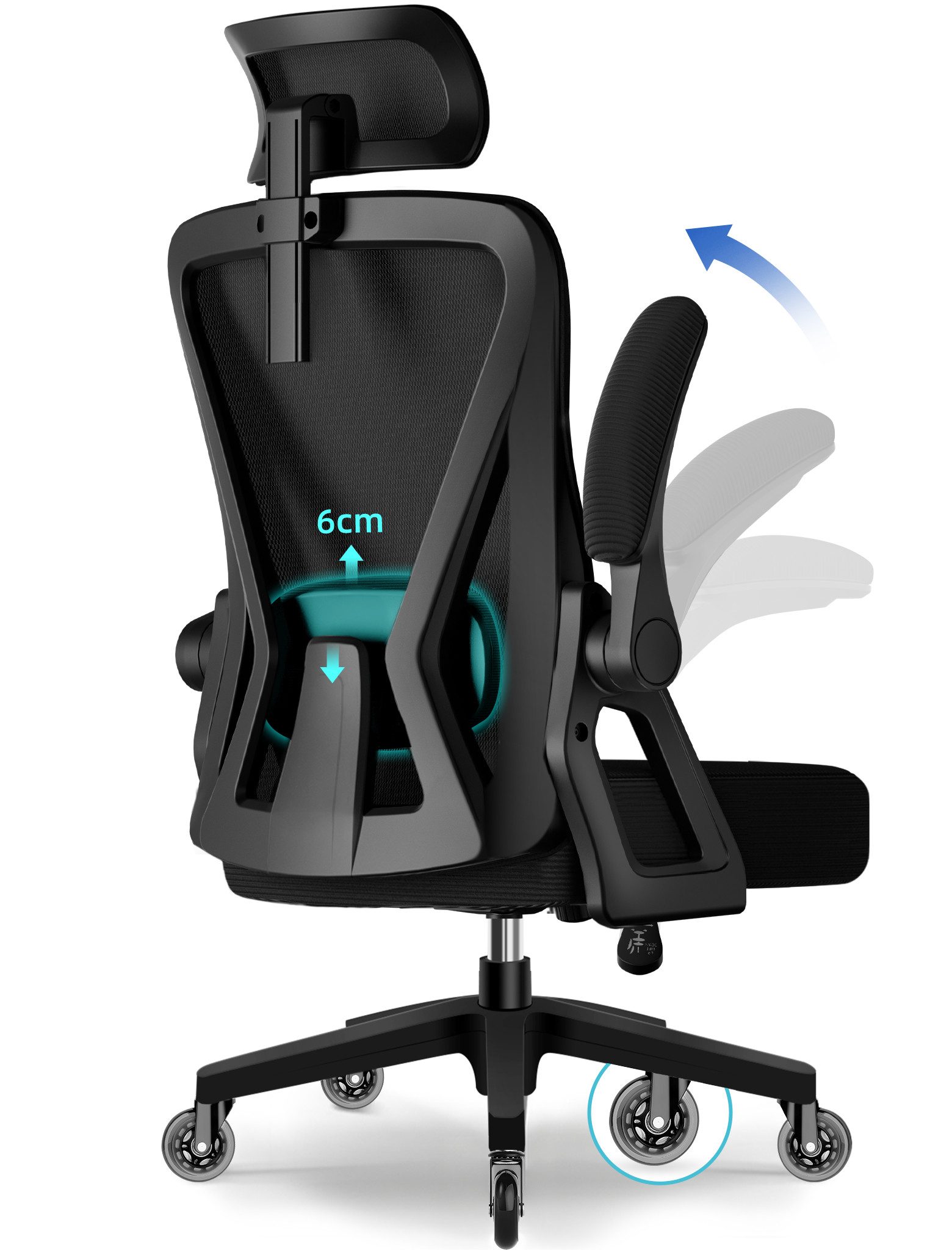 Adormii Bürostuhl Ergonomischer Bürostuhl mit klappbaren Armlehnen und Rück günstig online kaufen