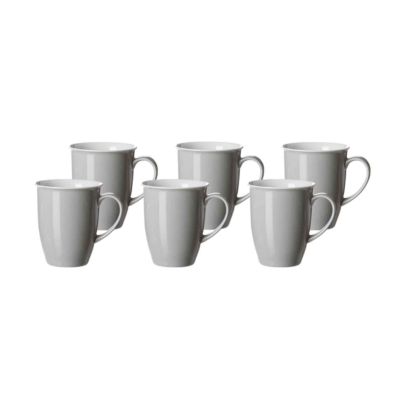 Ritzenhoff & Breker Becher Doppio Kaffeebecher 320 ml 6er Set, Porzellan Grau