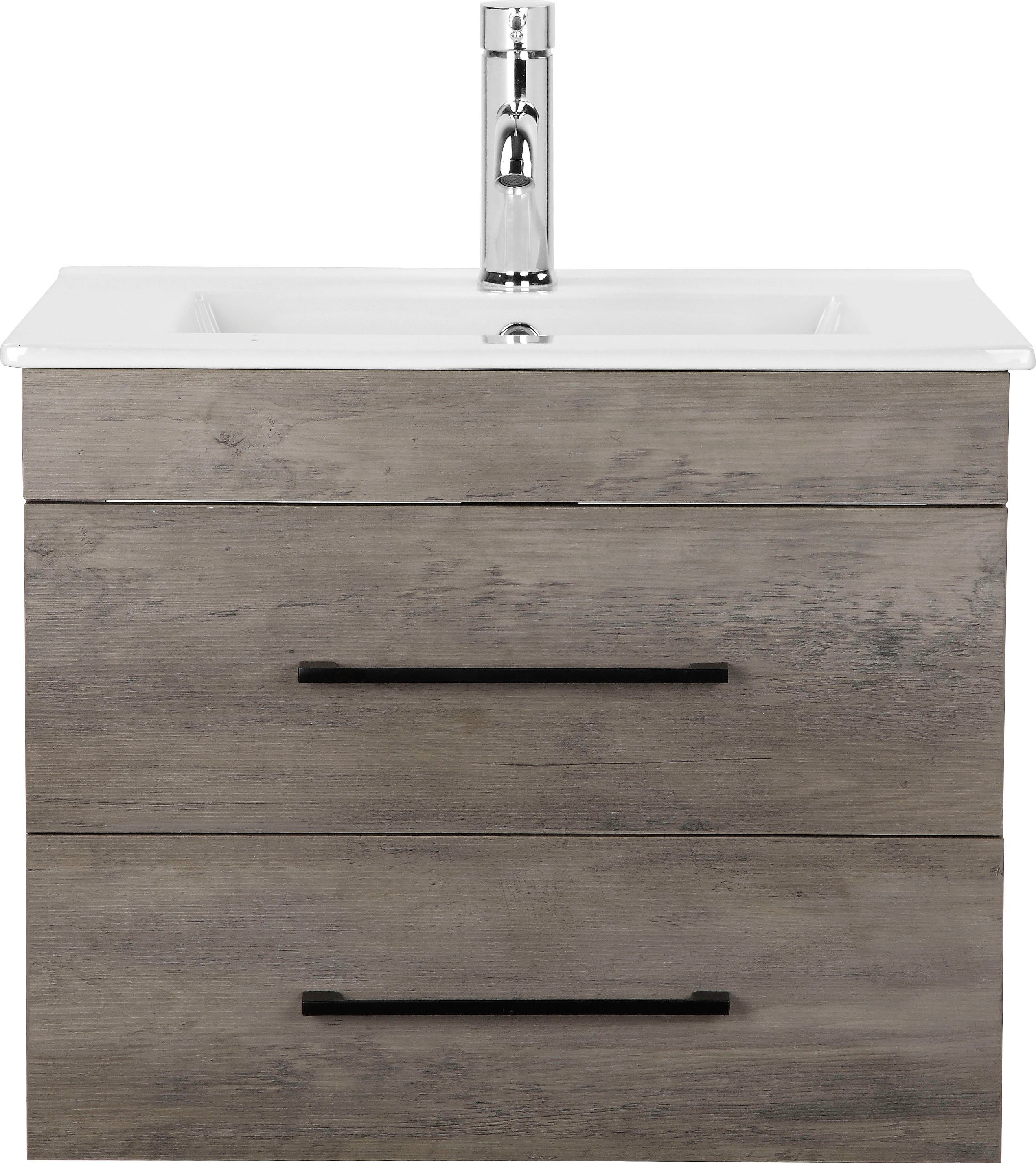 welltime Waschtisch Florenz Badschrank Badmöbel inkl. Waschbecken (Komplett-Set), Waschplatz mit 2 Auszügen und Softclose Breite 60cm – Bild 3 von 5